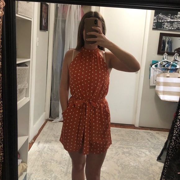 Orange polka dot romper - Picture 2 of 5